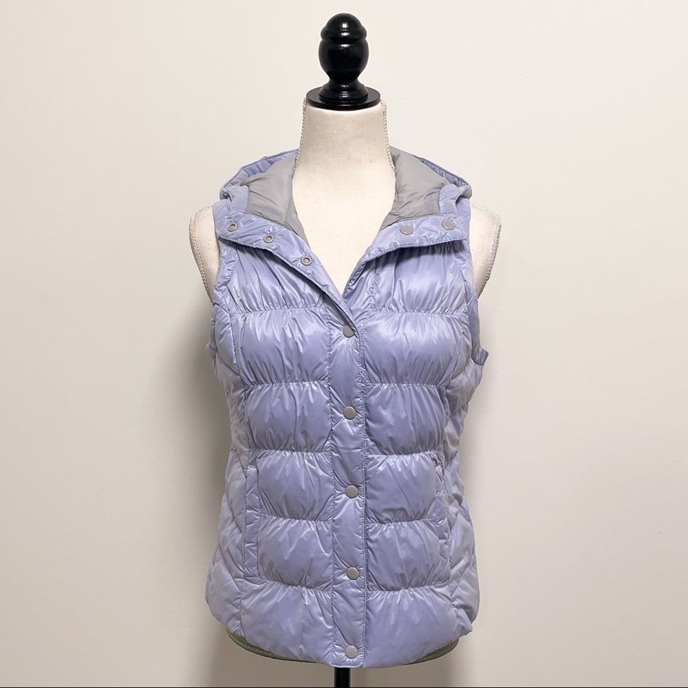 White Sierra Ice Blue St. Helens Button Vest Hooded NWT Small Puffer Quilted